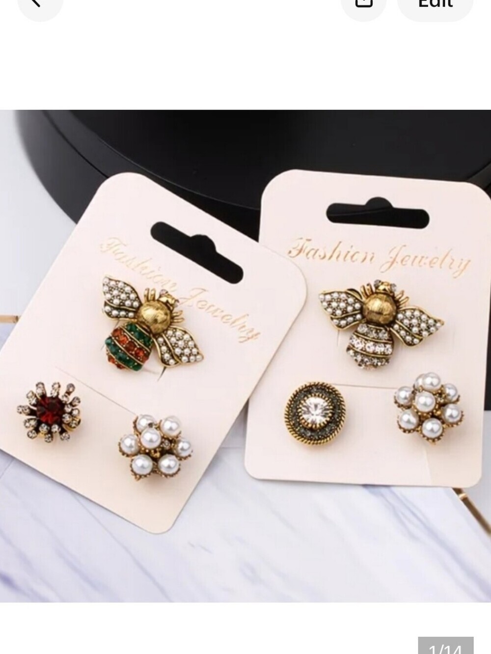 🆕️🐝 3 PIECE SMALL CLUSTER BROOCH PINS WITH BEES & PEARLS🐝